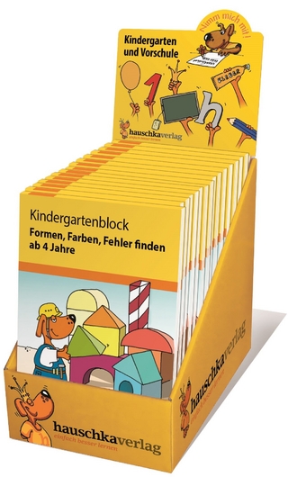 18 Mal- und Übungsblöcke im Thekendisplay