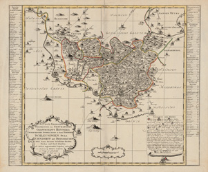 Historische Karte: Grafschaft Henneberg 1755 mit den Ämtern Schleusingen, Suhl, Kühndorf mit Bennshausen (Plano) - Peter (der Jüngere) Schenk