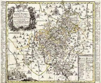 Historische Karte: SCH&Ouml;NBURGISCHE LANDES- UND STANDESHERRSCHAFTEN - &Auml;mter Glauchau, Waldenburg, Lichtenstein, Hartenstein und Stein 1760 (Plano) - Peter (der J&uuml;ngere) Schenk