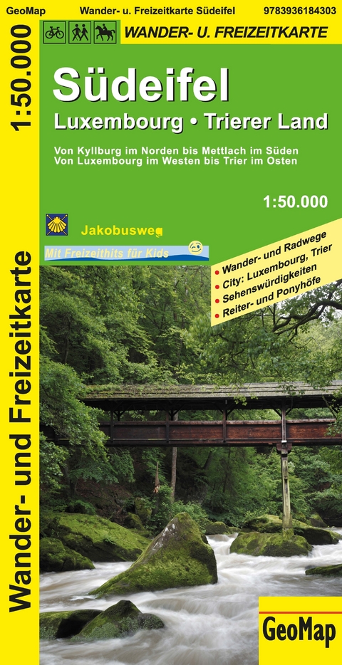 S&uuml;deifel, Luxembourg, Trierer Land Wander- und Freizeitkarte