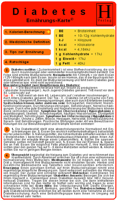 Diabetes - Ern&auml;hrungs-Karte