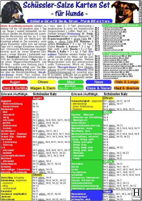 Sch&uuml;ssler Salze f&uuml;r Hunde - Tierheilkunde-Karten Set