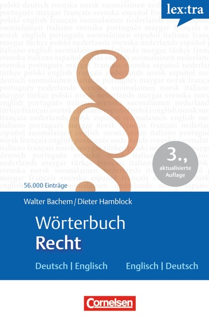 Lextra - Englisch - Fachwörterbücher / Wörterbuch Recht - Walter Bachem, Dieter Hamblock
