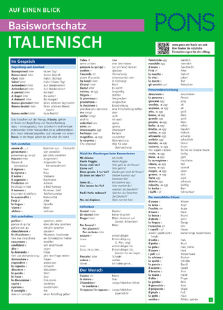 PONS Basiswortschatz auf einen Blick Italienisch