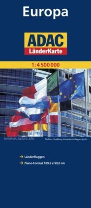 ADAC LänderKarte Europa 1:4 500 000, plano