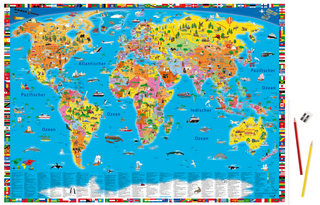 Illustrierte politische Weltkarte - Schreibtischunterlage
