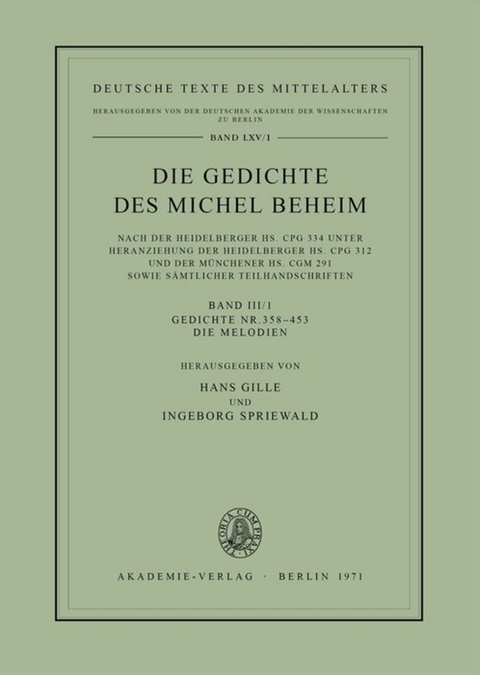 Gedichte Nr. 358&ndash;453. Die Melodien - 