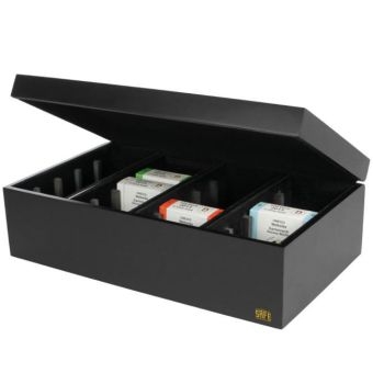 Holz-Schatulle f&uuml;r M&uuml;nzen-Etuis, schwarz