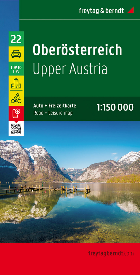 Ober&ouml;sterreich, Autokarte 1:150.000, Top 10 Tips mit Radrouten - 