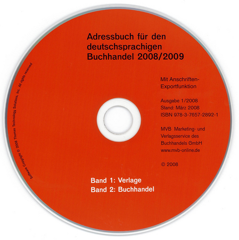 Adressbuch f&uuml;r den deutschsprachigen Buchhandel. April 2008 - CD-ROM-Ausgaben