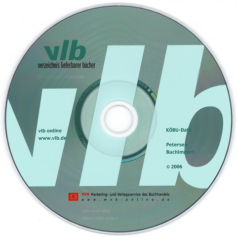 Verzeichnis Lieferbarer B&uuml;cher VLB CD-ROM-Ausgabe (Deutsche Ausgabe) /German Books in Print