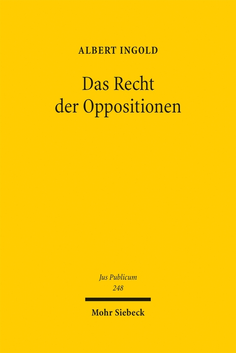 Das Recht der Oppositionen - Albert Ingold