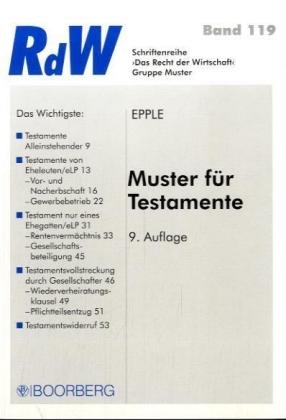 Muster f&uuml;r Testamente - Dieter Epple