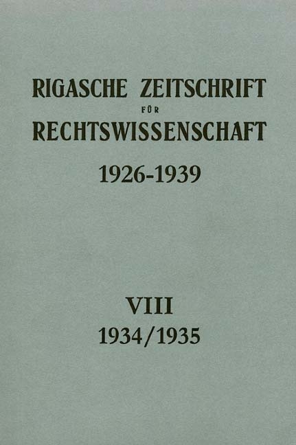 Rigasche Zeitschrift f&uuml;r Rechtswissenschaft (1926-1939)