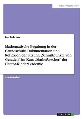 Mathematische Begabung in der Grundschule. Dokumentation und Reflexion der Sitzung "Schnittpunkte von Geraden" im Kurs "Matheforscher" der Hector-Kinderakademie - Lea Behrens