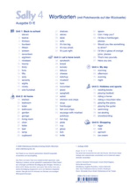 Sally, Ausgabe Baden-W&uuml;rttemberg, Brandenburg, Mecklenburg-Vorpommern und Rheinland-Pfalz - Wortkarten 4. Schuljahr