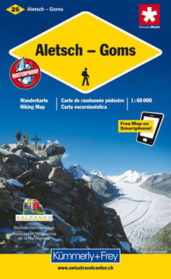 Aletsch-L&ouml;tschental-Goms Wanderkarte Nr. 25