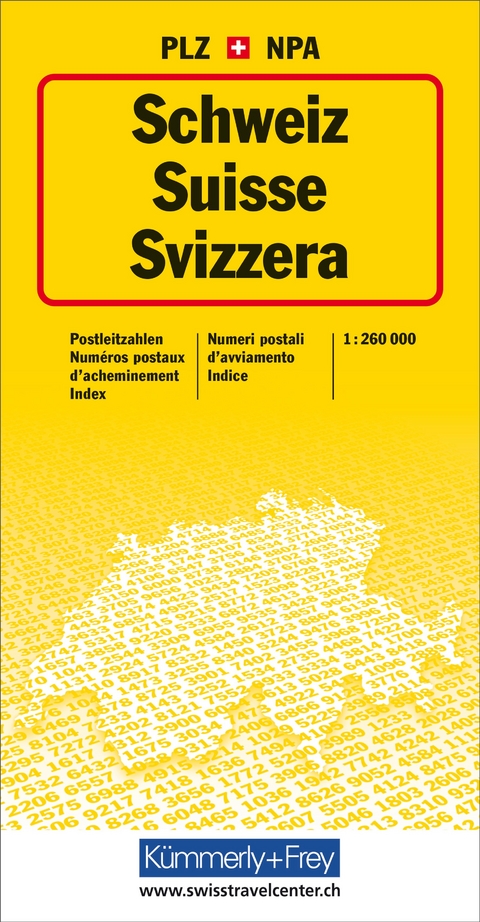 K&uuml;mmerly+Frey Schweiz, Postleitzahlenkarte 1:260.000