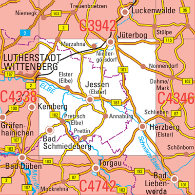 C4342 Jüterbog Topgraphische Karte 1 : 100 000