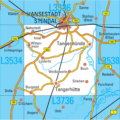 L3536 Tangerm&uuml;nde Topographische Karte 1:50000
