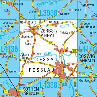 L4138 Dessau-Ro&szlig;lau Topographische Karte 1:50000