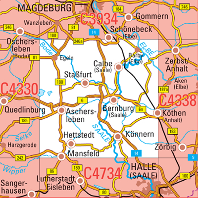 C4334 Bernburg (Saale) Topographische Karte 1 : 100 000