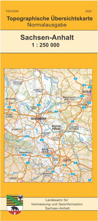 Topographische Übersichtskarte Sachsen-Anhalt 1:250 000