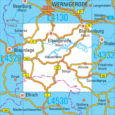 L4330 Blankenburg (Harz) Topographische Karte 1:50000