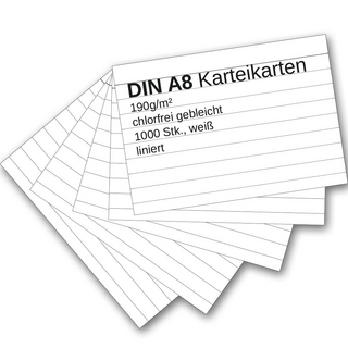 Karteikarten 1000 Stück A8 weiß liniert