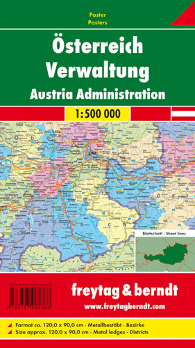 &Ouml;sterreich Verwaltung, 1:500.000, Poster metallbest&auml;bt - 