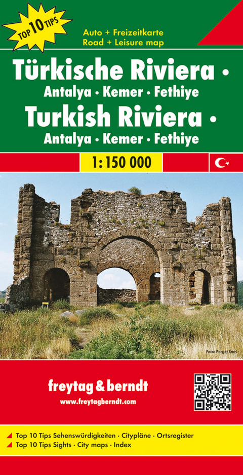 T&uuml;rkische Riviera - Antalya - Kemer - Fethiye, Autokarte 1:150.000 - 