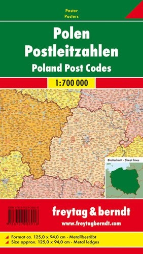 Polen Postleitzahlen, 1:700.000, Poster, metallbestäbt