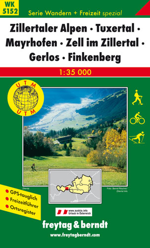 WK 5152 Zillertaler Alpen - Tuxertal - Mayrhofen - Zell im Zillertal - Gerlos - Finkenberg, Wanderkarte 1:35.000