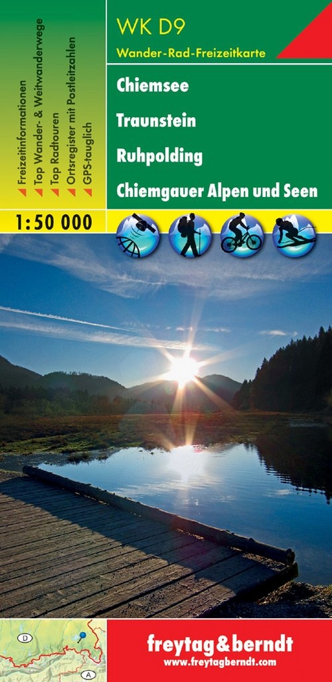 WK D9, Chiemsee - Traunstein - Ruhpolding - Chiemgauer Alpen und Seen, Wanderkarte 1:50.000 - 