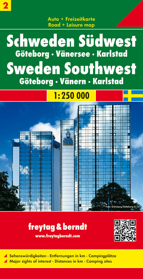 Schweden S&uuml;dwest - G&ouml;teborg - V&auml;nersee - Karlstad, Autokarte 1:250.000 - 