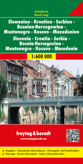 Slowenien - Kroatien - Serbien - Bosnien Herzegowina - Montenegro - Mazedonien, Autokarte 1:600.000