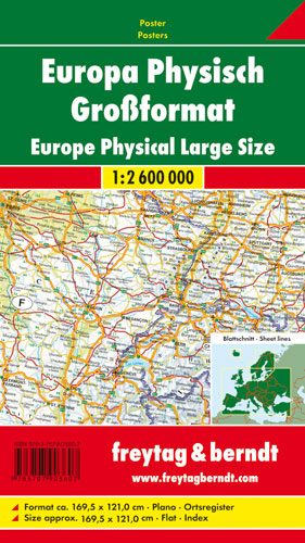 Europa physisch, Poster, 1:2,6 Mill, Gro&szlig;format - 