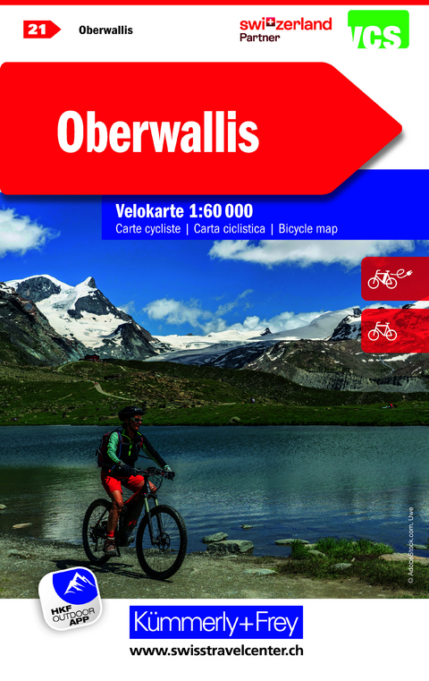 K&uuml;mmerly+Frey Velokarte 21 Oberwallis 1:60.000