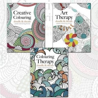 Creative Adult Colouring Doodle and Art Therapy Activity Book Collection Set