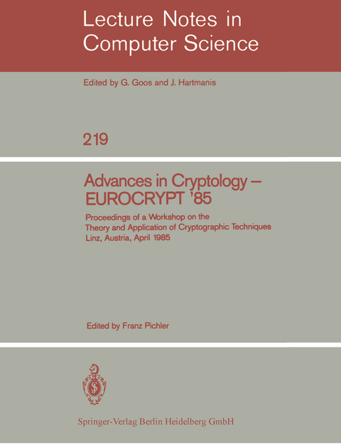 Advances in Cryptology &ndash; EUROCRYPT '85 - 
