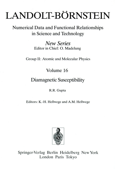 Diamagnetic Susceptibility / Diamagnetische Suszeptibilit&auml;t - R.R. Gupta