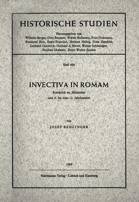 Invectiva in Romam - Josef Benzinger