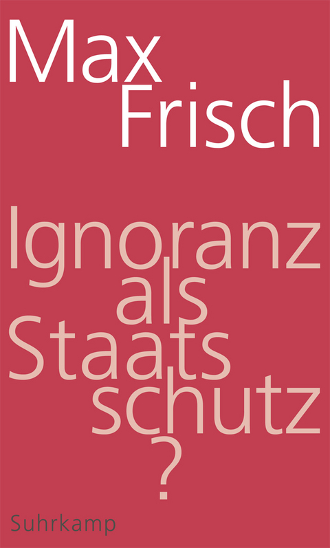 Ignoranz als Staatsschutz? - Max Frisch