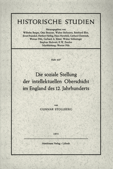 Die soziale Stellung der intellektuellen Oberschicht im England des 12. Jahrhunderts - Gunnar Stollberg
