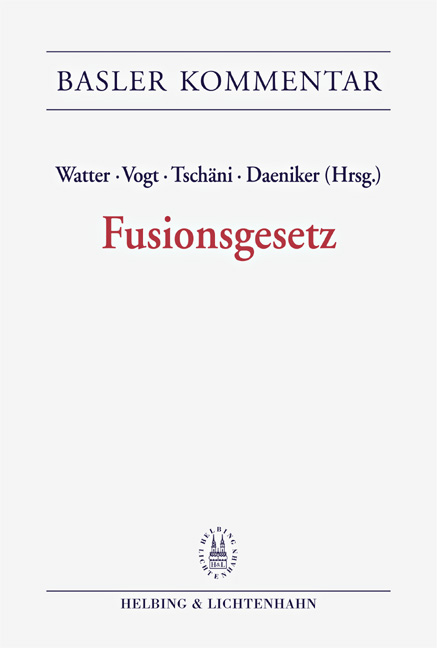 Fusionsgesetz - Hansj&uuml;rg Appenzeller, Mark O Baumgarten, Urs L Baumgartner, Ren&eacute; B&ouml;sch, Raffael B&uuml;chi, Jean L Colombini, Marco Colombini, Daniel Daeniker, Felix Dasser, Hans J Diem, Dieter Dubs, Felix R Ehrat, Boris Etter, J&uuml;rg Frick, Dieter Gericke, Daniel Girsberger, Dieter Gr&uuml;nblatt, Harold Gr&uuml;ninger, Reto Heuberger, Ueli Huber, David H&uuml;rlimann, Beat K&uuml;hni, Matthias Kuster, Claude Lambert, Ralph Malacrida, Benedikt Maurenbrecher, Marcel Meinhardt, Andreas Moll, Lukas Morscher, Peter M&uuml;ller, Stefan Oesterhelt, Roberta Papa, Daniel C Pfiffner, Corrado Rampini, Thomas U Reutter, Peter Riedweg, Rodrigo Rodriguez, Flavio Romerio, Eveline Saupper, Patrick Schleiffer, Christoph O Schmid, Christoph St&auml;ubli, Roland Truffer, Rudolf Tsch&auml;ni, Markus Vischer, Rolf Watter, Markus Weidmann, Markus Widmer, Michael Winkler, Matthias Wolf