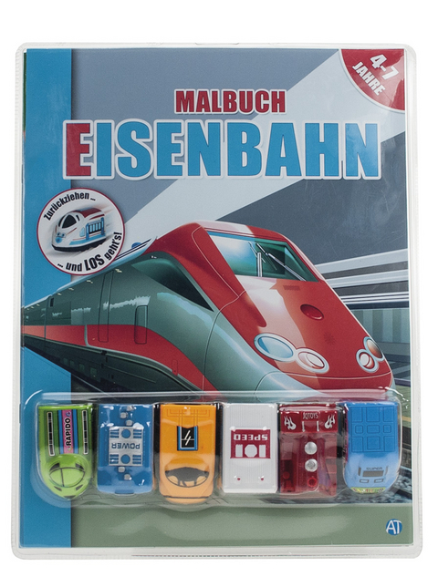 Malbuch mit Fahrzeuge "Eisenbahnen"