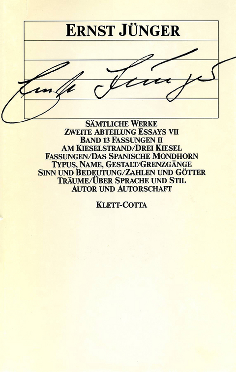 S&auml;mtliche Werke. Werkausgabe in 22 B&auml;nden, komplett / Fassungen II (S&auml;mtliche Werke. Werkausgabe in 22 B&auml;nden, Bd. ?) - Ernst J&uuml;nger