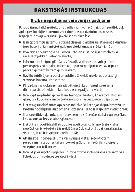 Schriftliche Weisungen lettisch