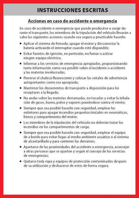 Schriftliche Weisungen spanisch