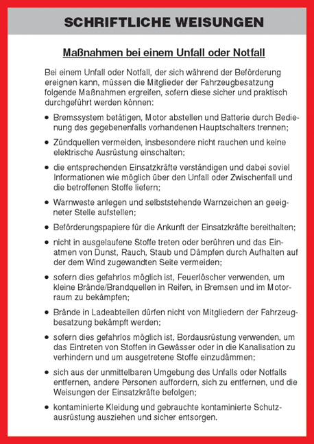 Schriftliche Weisungen deutsch